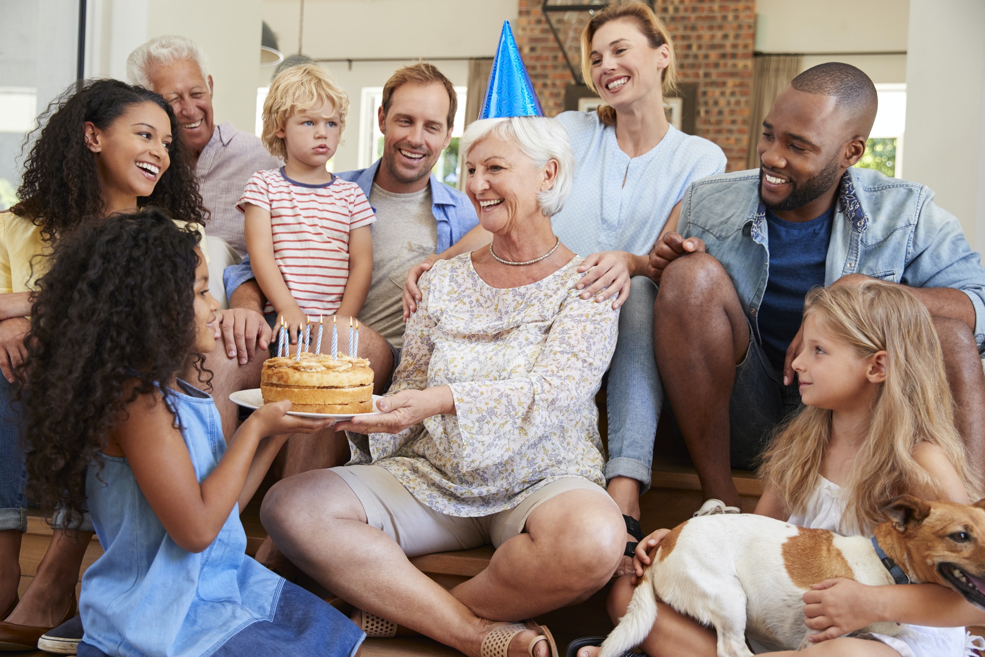 Family and friends celebrating grandmaÕs birthday, close up