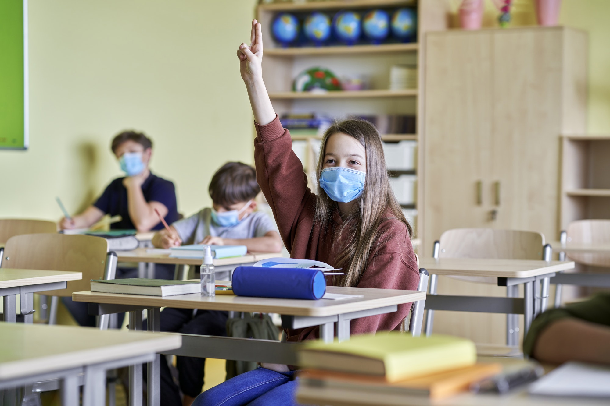 Students wearing masks in class