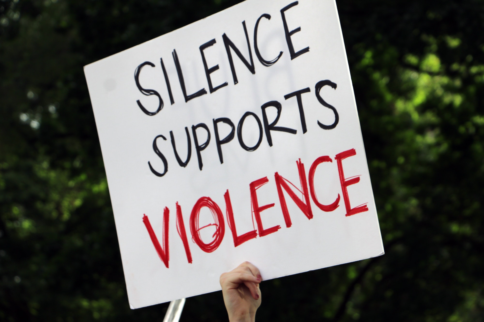 Protest sign at a Black Lives Matter protest after the murder of George Floyd.