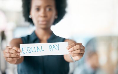 Paper sign, gender respect and sex equality with black woman, salary and pay gap. Equity, balance a