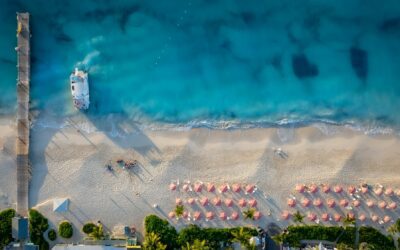 The activity of Grace Bay Turks and Caicos at sunset, as the tour boat delivers its passengers home