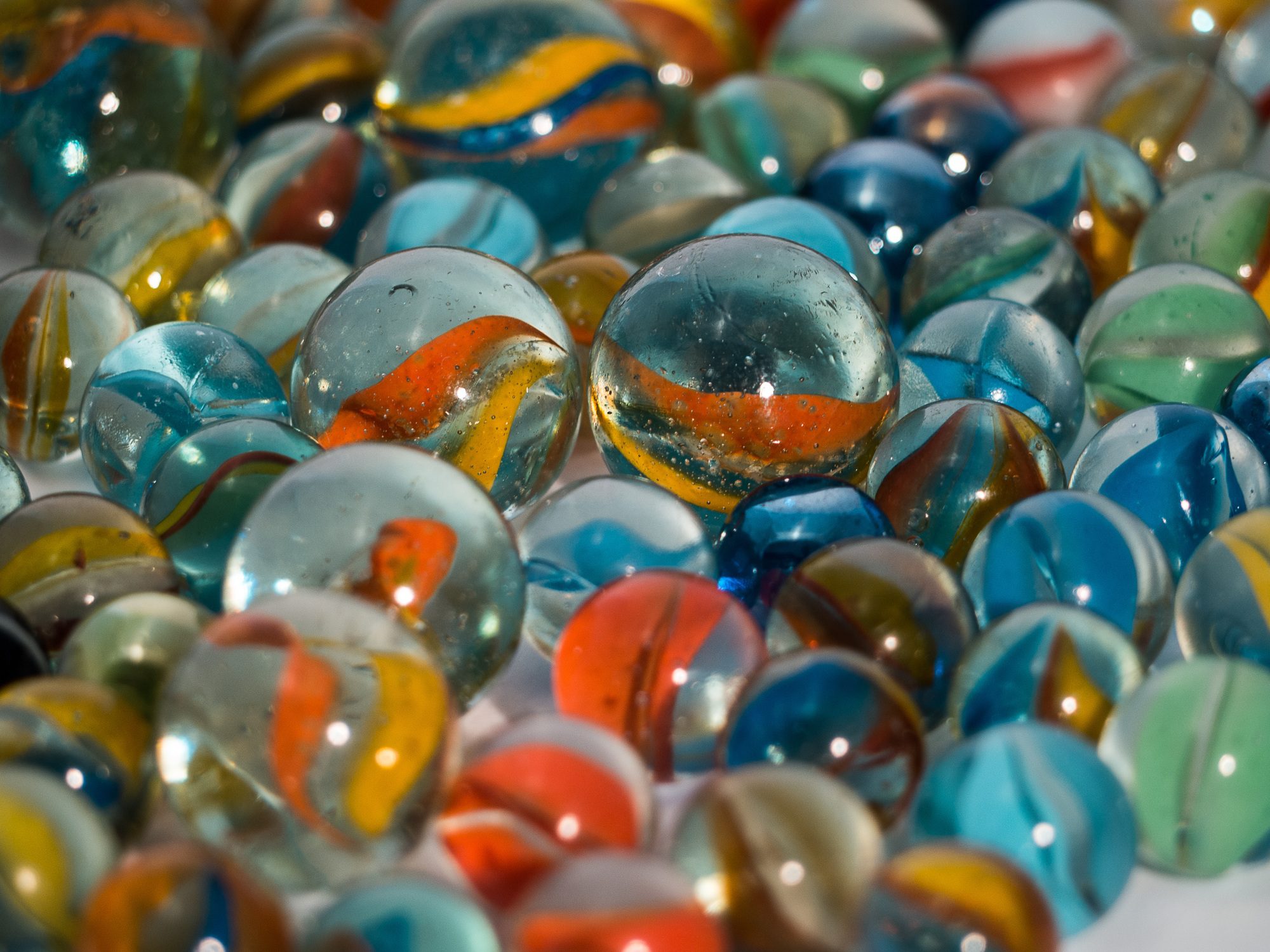 The colorful glass marbles, a game of the past