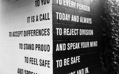 black and white text on wall