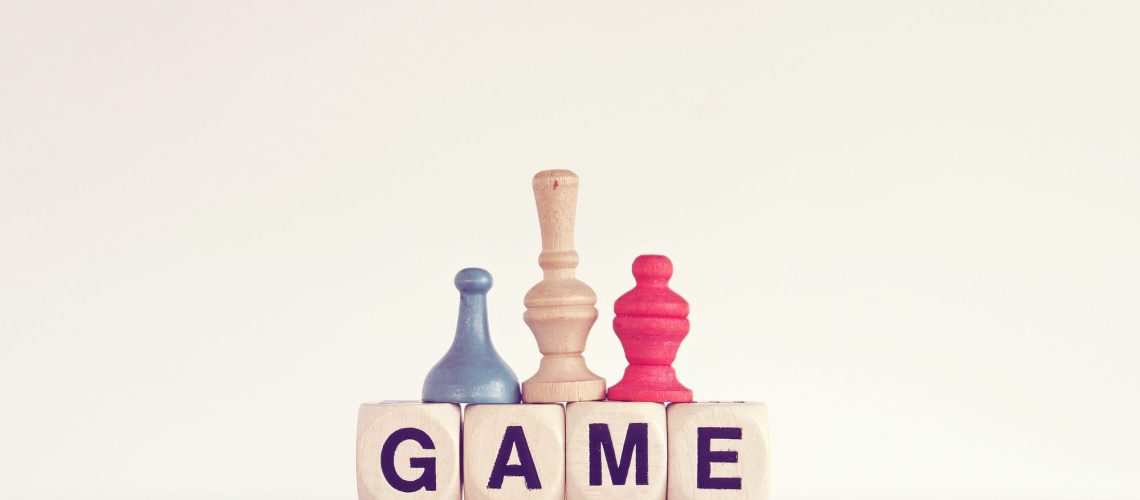 Game over word dice with game tokens