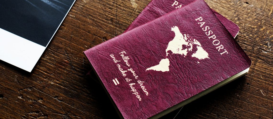 Passport on the wooden table