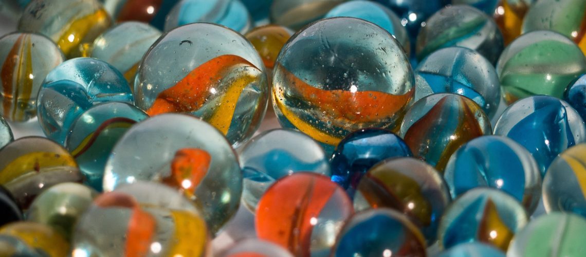 The colorful glass marbles, a game of the past